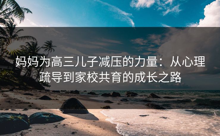 妈妈为高三儿子减压的力量：从心理疏导到家校共育的成长之路