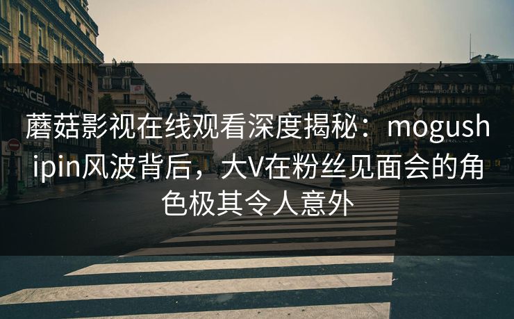 蘑菇影视在线观看深度揭秘：mogushipin风波背后，大V在粉丝见面会的角色极其令人意外